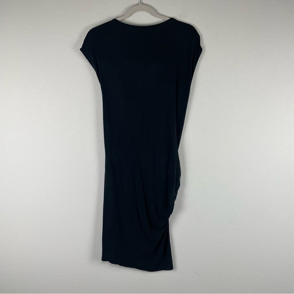 All Saints Dark Gray Black Isa Asymmetrical Short Sleeve Dress Size 4 - Picture 5 of 7